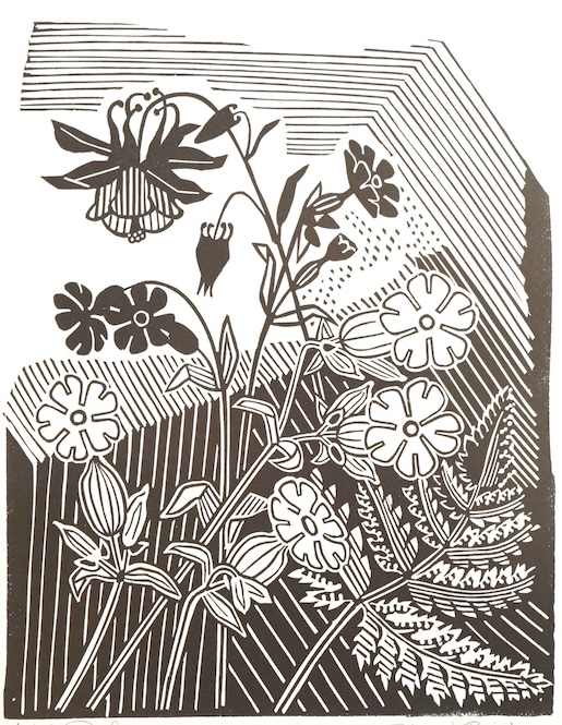 Edward Bawden RA (1903-1989), 'Campions and Columbine', artist's proof linocut, signed in pencil, 29 x 20cm